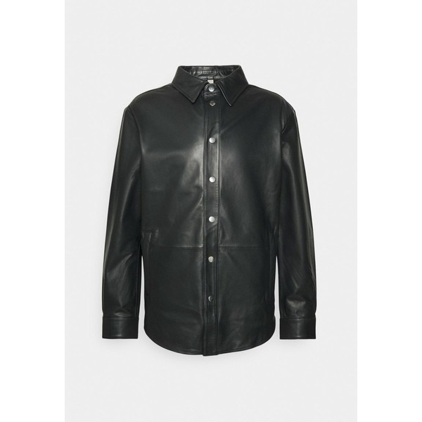 セレクテッドオム メンズ コート アウター SLHSILVER OVERSHIRT - Leather jacket - black black