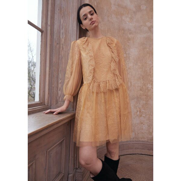 アルベルタ フェレッティ レディース ワンピース トップス DRESS EMBROIDERED - Cocktail dress / Party dress - mustard/gold mustard/g