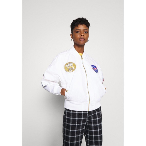 速達メール便 アルファインダストリーズ レディース ジャケット ブルゾン アウター Voyager Bomber Jacket White White 人気絶頂 Grammo Org