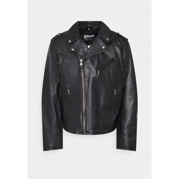 スコット メンズ コート アウター Leather jacket - black black