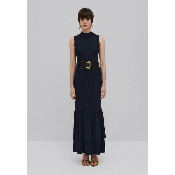 マッシモ ドゥッティ レディース ワンピース トップス STUDIO - RIBBED KNIT DRESS WITH RUFFLES - Maxi dress - dark blue dark blue