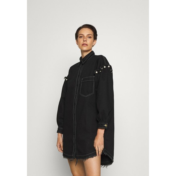 マザーオブパール レディース ワンピース トップス SHIRT DRESS WITH PEARL SHOULDER - Denim dress - black black