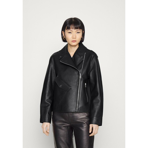 フューゴ レディース コート アウター LIVIOS - Leather jacket - black black