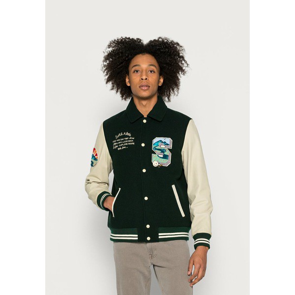 スコッチアンドソーダ メンズ コート アウター COLLEGE JACKET - Leather jacket - preppy green preppy green