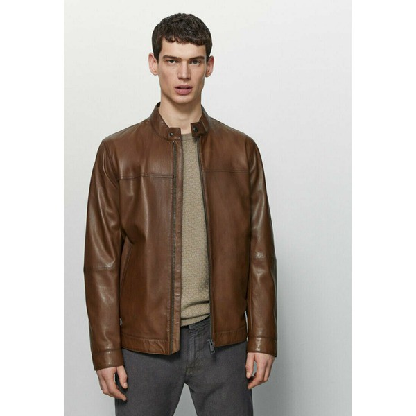 マッシモ ドゥッティ メンズ パーカー・スウェットシャツ アウター Leather jacket - dark brown dark brown