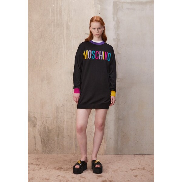 モスキーノ レディース ワンピース トップス COLOR BLOCK - Jumper dress - black black