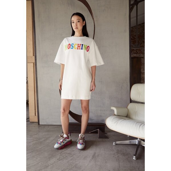 モスキーノ レディース ワンピース トップス LOGO - Jersey dress - white white