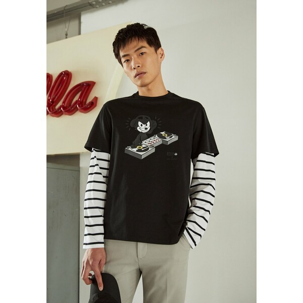 ニールバレット レディース Tシャツ トップス DJ FELIX SKATER DOUBLE SLEEVE UNISEX - Long sleeved top - black/white/black black/whi