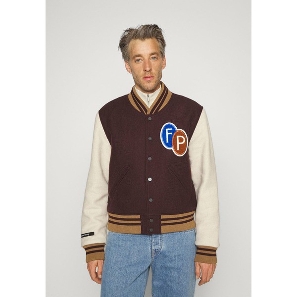 フィリングピース メンズ コート アウター VARSITY JACKET - Bomber Jacket - burgundy/off white burgundy/off white