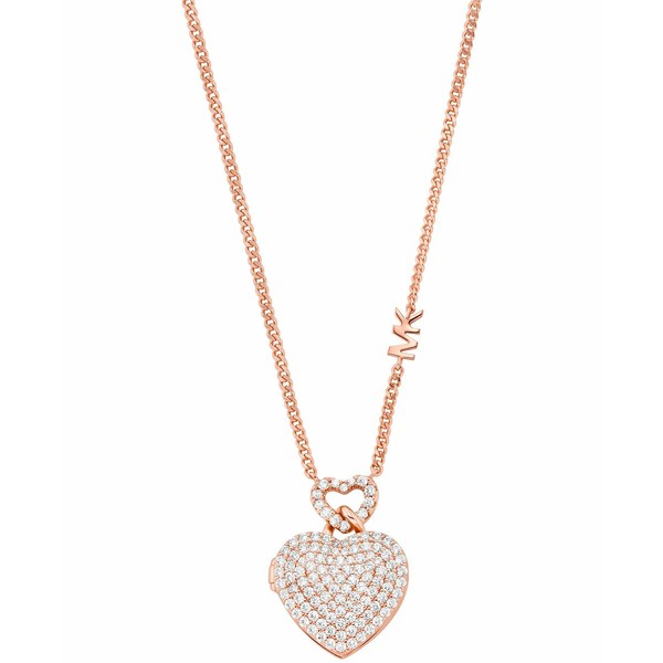 マイケルコース レディース ネックレス・チョーカー・ペンダントトップ アクセサリー 14K Rose Gold-Plated Pave Heart Locket Necklace