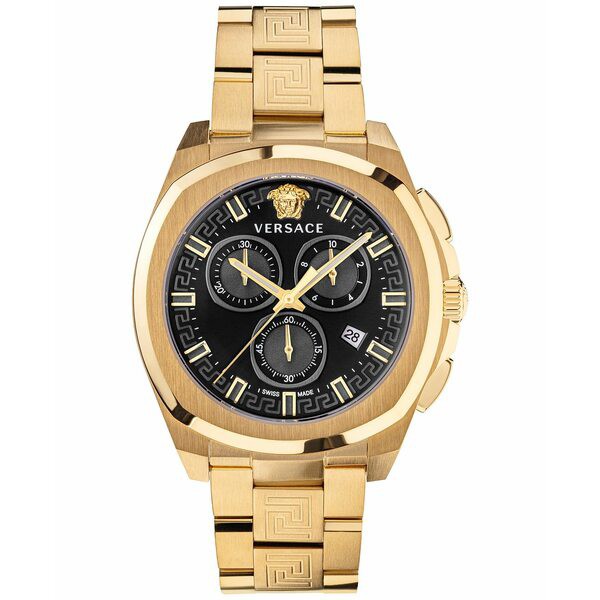 ヴェルサーチ メンズ 腕時計 アクセサリー Men's Swiss Chronograph Geo Gold-Tone Stainless Steel Bracelet Watch 43mm Ip Yellow Gold