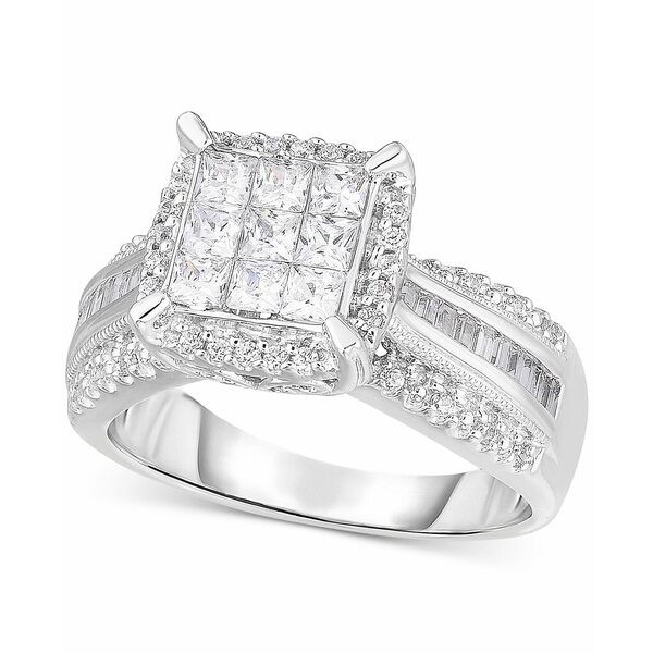 トゥルーミラクル レディース リング アクセサリー Diamond Princess Cluster Ring (1 ct. t.w.) in 14k White Gold White Gold