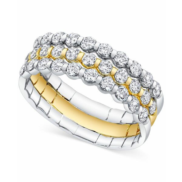 セイレーン レディース リング アクセサリー Diamond Triple Row Band (1 ct. t.w.) in 14k Two-Tone Gold White & Yellow Gold