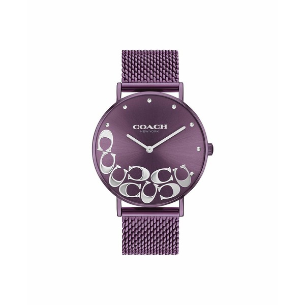 コーチ レディース 腕時計 アクセサリー Women's Perry Purple Stainless Steel Mesh Bracelet Watch, 36mm Purple