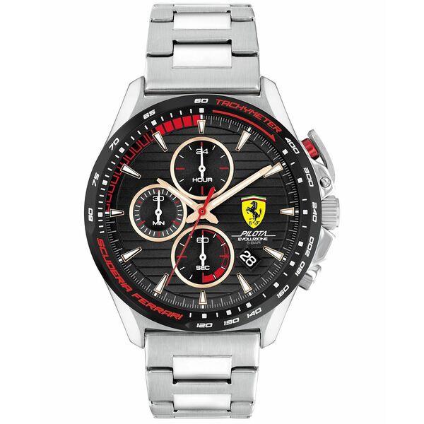 フェラーリ メンズ 腕時計 アクセサリー Men's Chronograph Pilota Evo Stainless Steel Bracelet Watch 44mm Stainless Steel