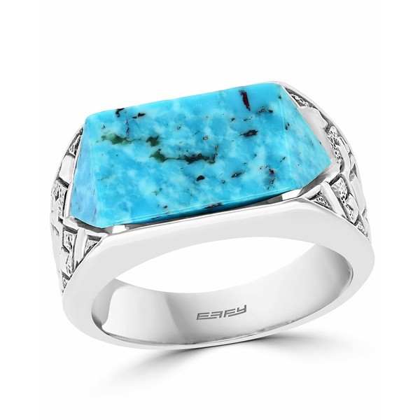 エフィー コレクション メンズ リング アクセサリー EFFY® Men's Turquoise Ring in Sterling Silver Sterling Silver