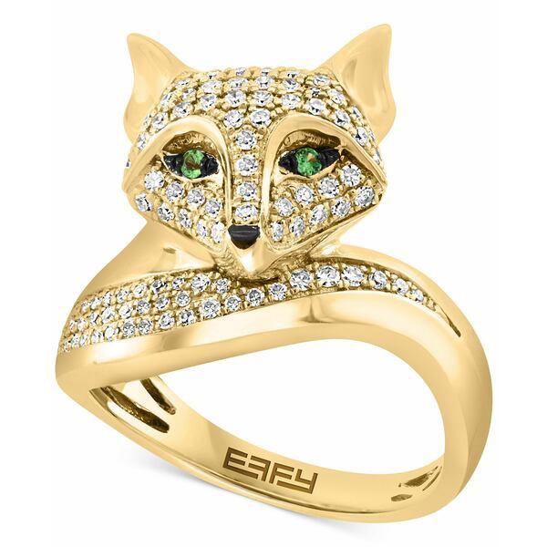 エフィー コレクション レディース リング アクセサリー EFFY® Diamond (3/8 ct. t.w.) & Tsavorite Accent Fox Ring in 14k Gold Ye