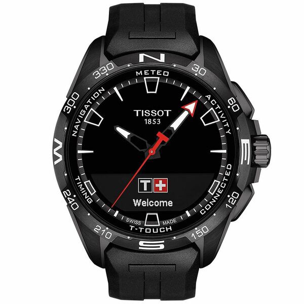 ティソット メンズ 腕時計 アクセサリー Men's Swiss T-Touch Connect Solar Black Rubber Strap Smart Watch 48mm Black