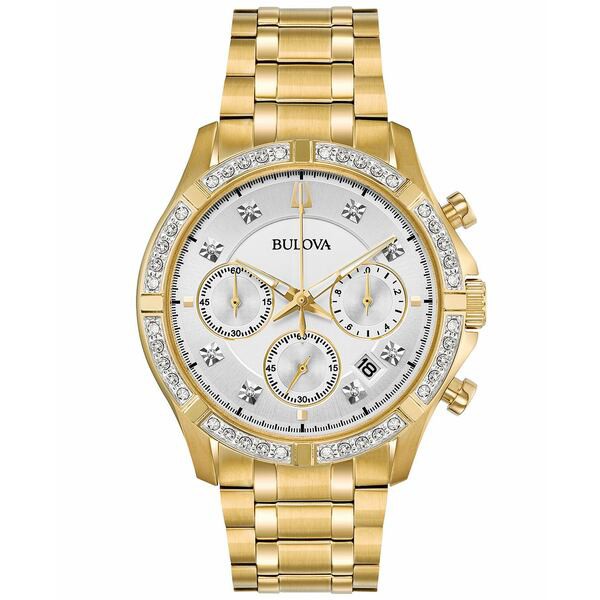 ブロバ メンズ 腕時計 アクセサリー Men's Chronograph Diamond-Accent Gold-Tone Stainless Steel Bracelet Watch 42mm, Created for Ma