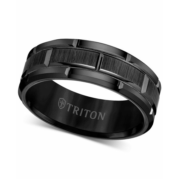 トライトン メンズ リング アクセサリー Men's Ring, 8mm Wedding Band in White or Black Tungsten Black Tungsten