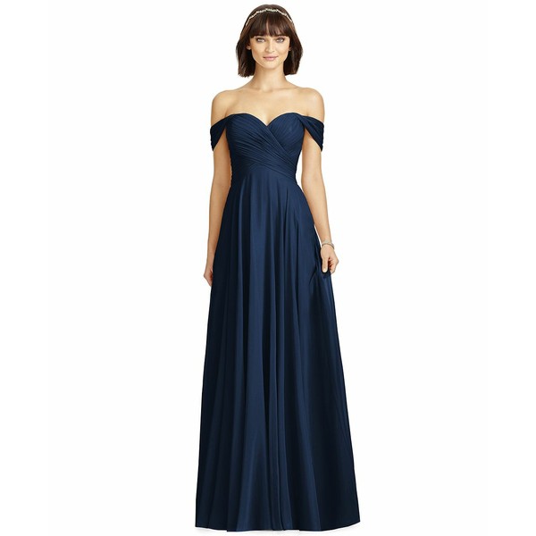 ドレッシーコレクション レディース ワンピース トップス Off-The-Shoulder Chiffon Gown Midnight Blue