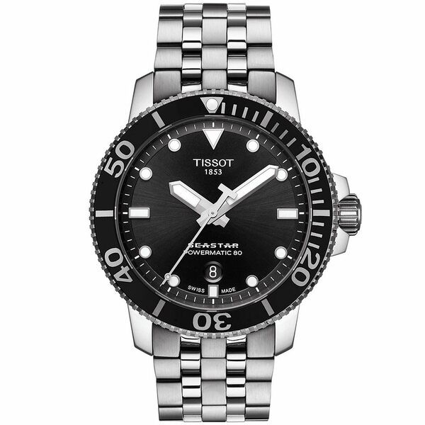 ティソット メンズ 腕時計 アクセサリー Men's Swiss Automatic T-Sport Seastar 1000 Gray Stainless Steel Bracelet Diver Watch 43mm