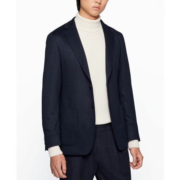 ヒューゴボス メンズ ジャケット＆ブルゾン アウター BOSS Men's Slim-Fit Stretch-Jersey Jacket Dark Blue