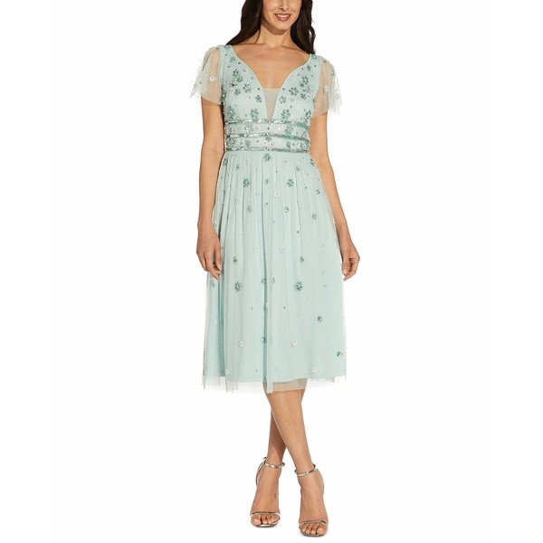 アドリアナ パペル レディース ワンピース トップス Women's Embellished Midi Dress Sea Glass