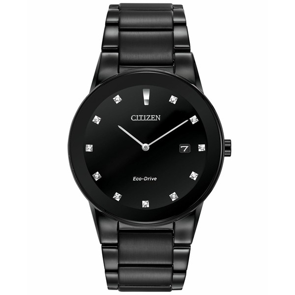 シチズン メンズ 腕時計 アクセサリー Men's Eco-Drive Axiom Diamond Accent Black Ion-Plated Stainless Steel Bracelet Watch 40mm AU