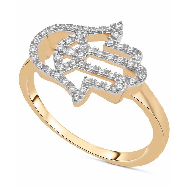 ラップド レディース リング アクセサリー Diamond Hamsa Hand Ring (1/6 ct. t.w.) in 14k Gold, Created for Macy's Yellow Gold