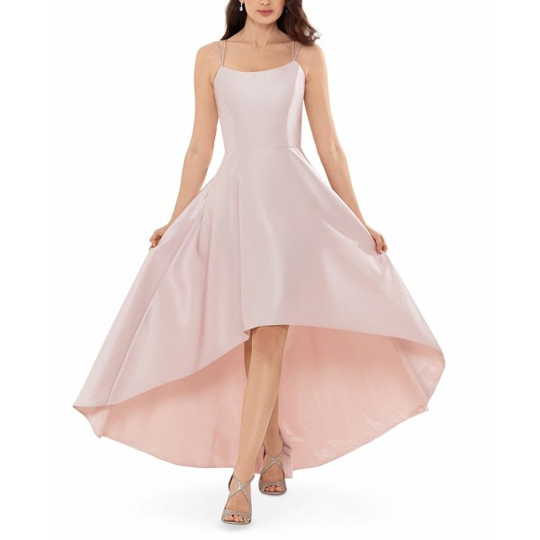 エスケープ レディース ワンピース トップス Women's Fit & Flare Thin Dual Strap High-Low Ballgown Beige/Pink