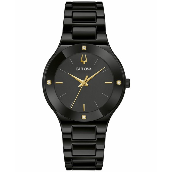 ブロバ レディース 腕時計 アクセサリー Women's Millennia Diamond Accent Black Ceramic Bracelet Watch 35mm Black