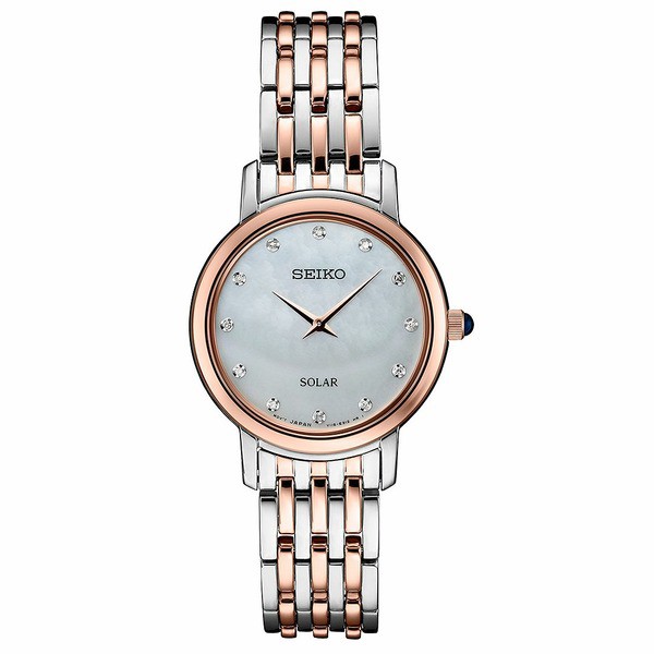 セイコー レディース 腕時計 アクセサリー Women's Diamond-Accent Two-Tone Stainless Steel Bracelet Watch 29.5mm, Created for Macy'