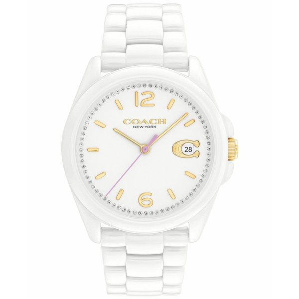 コーチ レディース 腕時計 アクセサリー Women's Greyson White Ceramic Bracelet Watch 36mm White