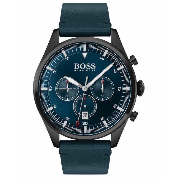 ボス メンズ 腕時計 アクセサリー Men's Chronograph Pioneer Blue Leather Strap Watch 44mm No Color