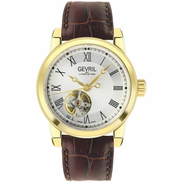 ジェビル メンズ 腕時計 アクセサリー Men's Madison Swiss Automatic Brown Leather Strap Watch 39mm Brown