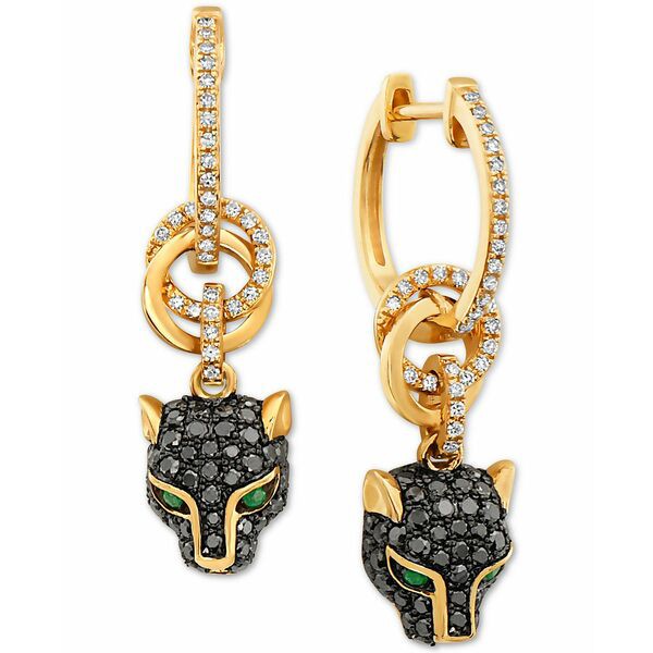 エフィー コレクション レディース ピアス＆イヤリング アクセサリー EFFY® Black & White Diamond (7/8 ct. t.w.) & Emerald (1/20