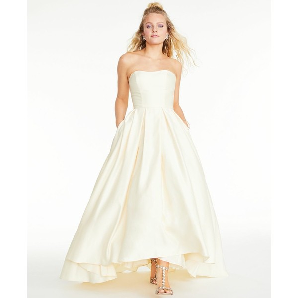 ベッツィ アンド アダム レディース ワンピース トップス Petite Strapless High-Low Gown Ivory