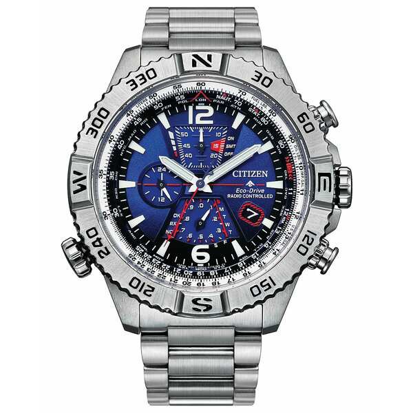 シチズン メンズ 腕時計 アクセサリー Men's Chronograph Promaster Navihawk Stainless Steel Bracelet Watch 48mm Silver-tone