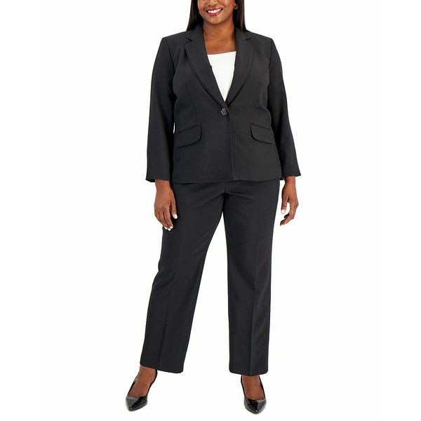 ル スーツ レディース カジュアルパンツ ボトムス Plus Size Seamed Blazer Pantsuit Black