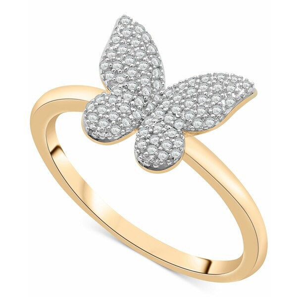 ラップド レディース リング アクセサリー Diamond Butterfly Ring (1/6 ct. t.w.) in 14k Gold, Created for Macy's Yellow Gold