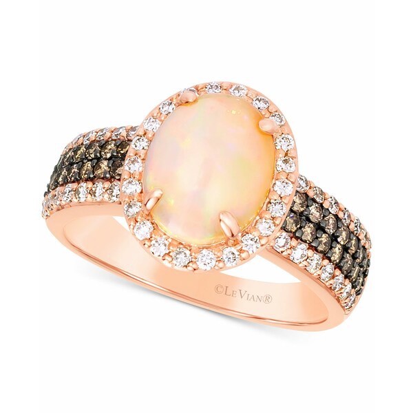 ルヴァン レディース リング アクセサリー Neopolitan Opal (1-1/5 ct. t.w.) & Diamond (5/8 ct. t.w.) Ring in 14k Rose Gold Strawber