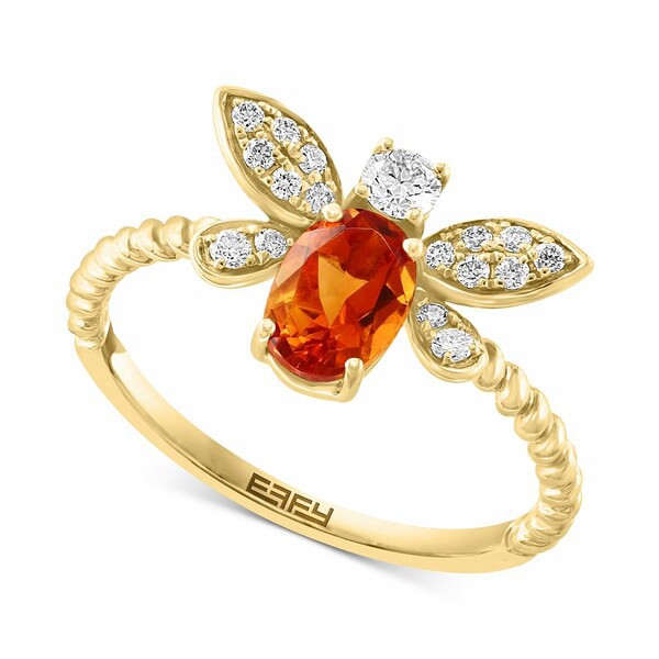 エフィー コレクション レディース リング アクセサリー EFFY® Citrine (5/8 ct. t.w.) & Diamond (1/4 ct. t.w.) Bee Ring in 14k G