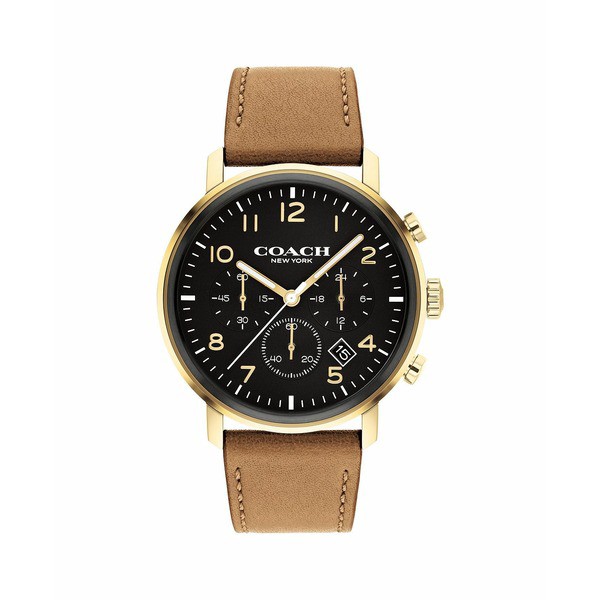 コーチ メンズ 腕時計 アクセサリー Men's Harrison Camel Leather Strap Watch 42mm Camel