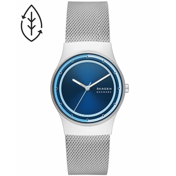 スカーゲン レディース 腕時計 アクセサリー Women's Sol Stainless Steel Mesh Bracelet Watch 34mm Silvertone, Blue