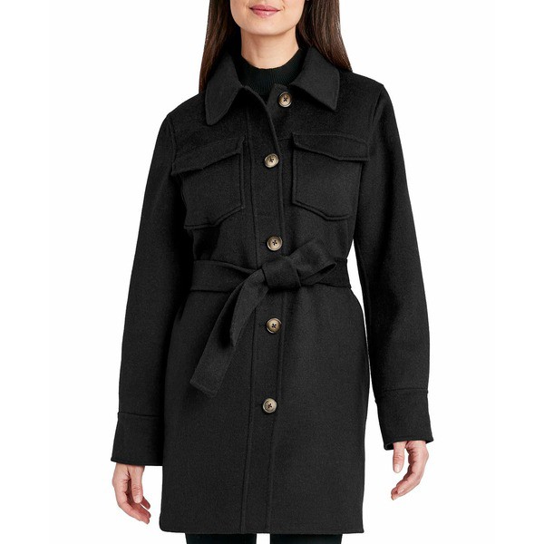 タハリ レディース ジャケット＆ブルゾン アウター Women's Double-Face Belted Shirt Jacket Black