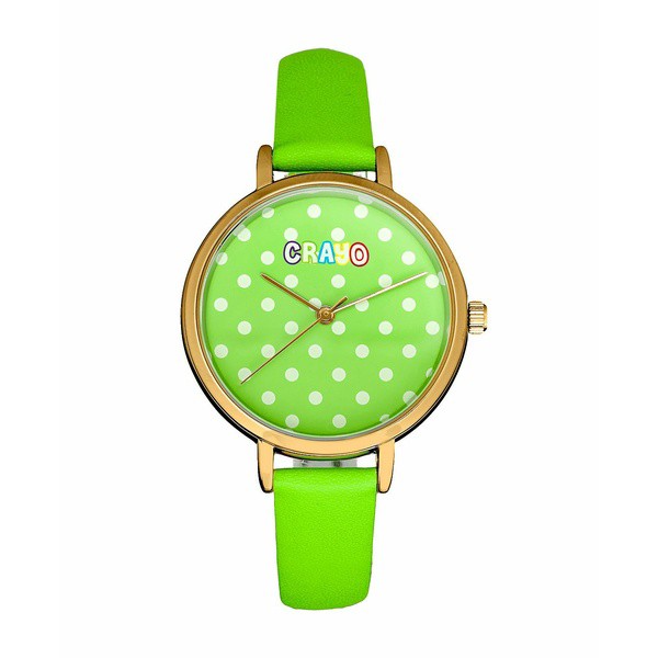 クラヨ レディース 腕時計 アクセサリー Women's Dot Strap Orange or Blue or Green or Purple or White or Pink Leatherette Strap Wat