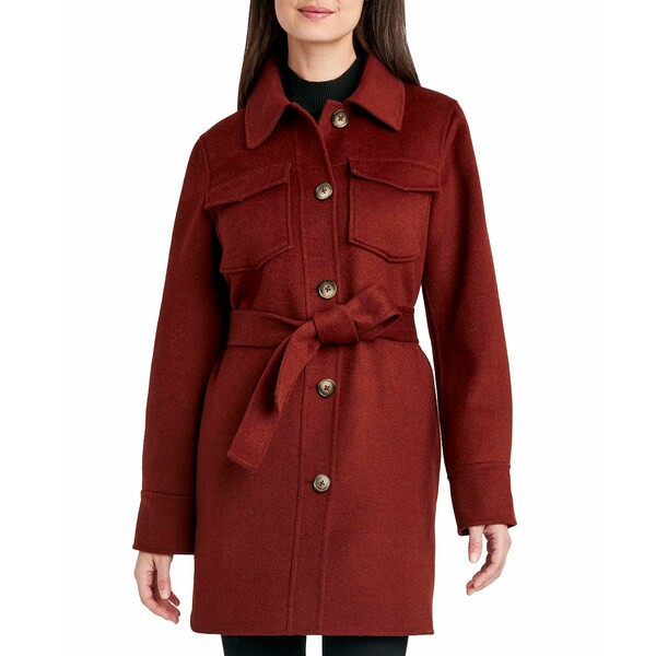 タハリ レディース ジャケット＆ブルゾン アウター Women's Double-Face Belted Shirt Jacket Redwood