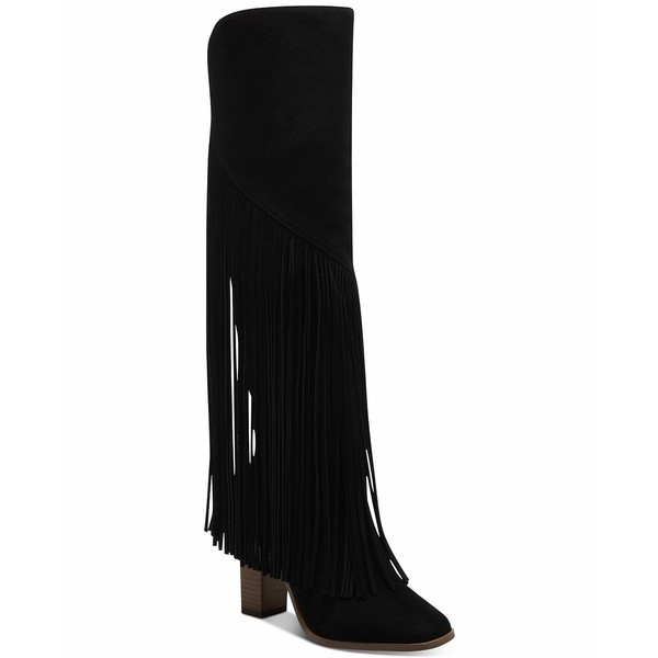 ジェシカシンプソン レディース ブーツ＆レインブーツ シューズ Women's Asire Fringe Tall Boots Black Suede