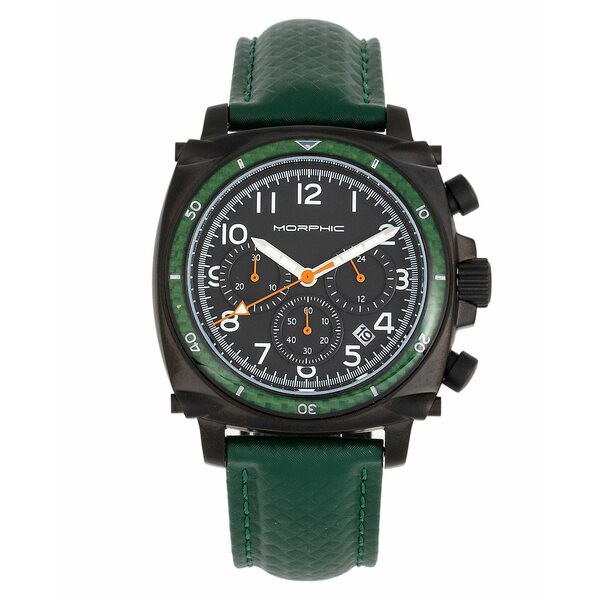 モルフィック レディース 腕時計 アクセサリー Women's M83 Series Black or Blue or Green Genuine Leather Band Chronograph Watch, 48